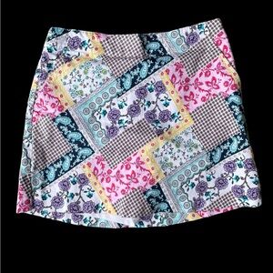 Lady Hagen Patchwork Mixed Media Colorful Golf Skirt Skort Women's 4